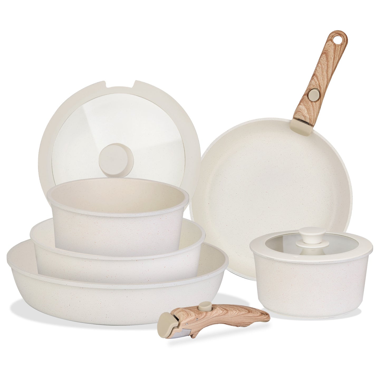 Nonstick Cookware Set 9-Piece with Detachable Handles