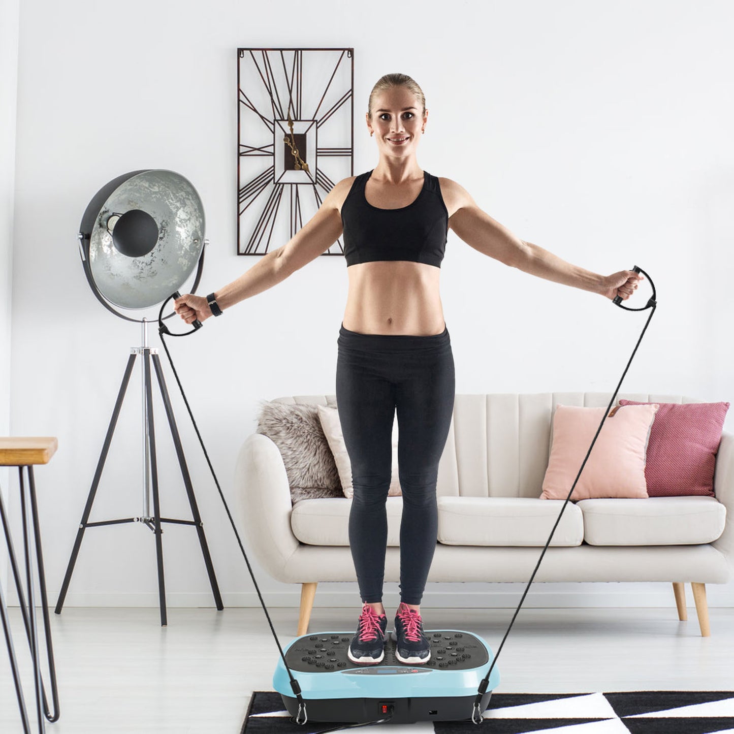 Vibration Platform Exercise Machine with Resistance Bands