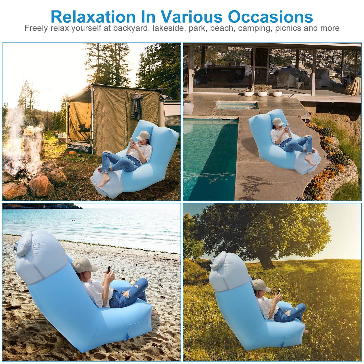 Inflatable Lounger Air Sofa with Carry Bag - Waterproof