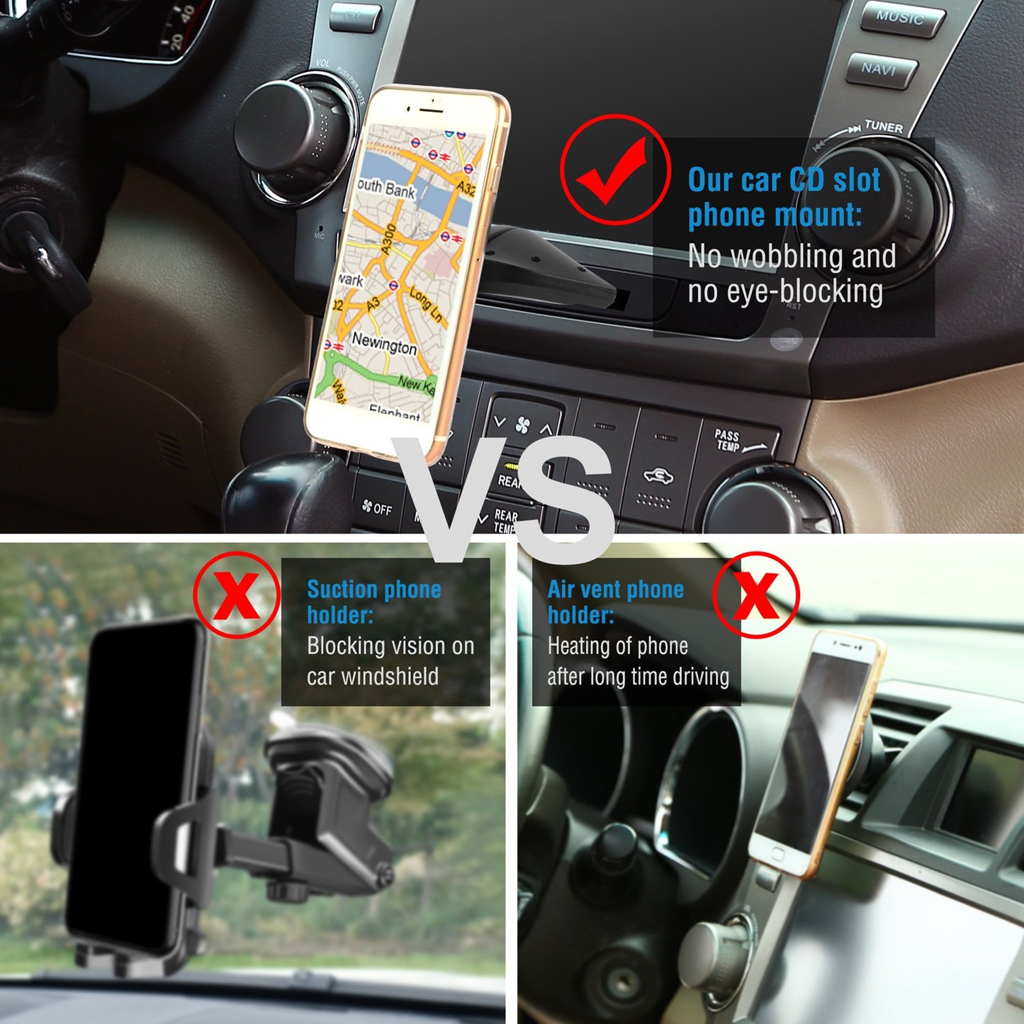 Magnetic CD Slot Car Phone Mount with 360° Rotation