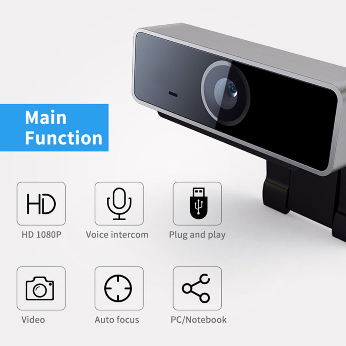 FHD 1080P Webcam USB PC Computer Webcam Auto Focus with Microphone 60-Degree Widescreen Desktop Laptop Webcam Live Streaming Webcam with Rotatable Cli