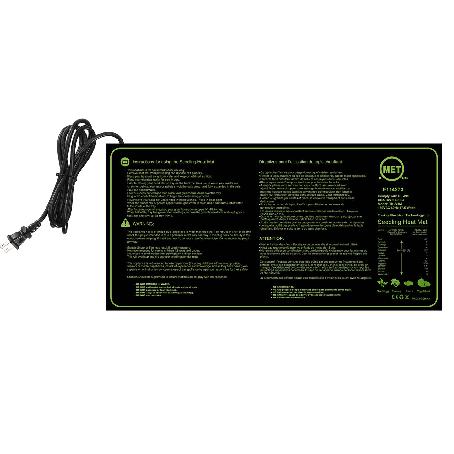 Seedling Heat Mat 10x20 Waterproof for Seed Germination