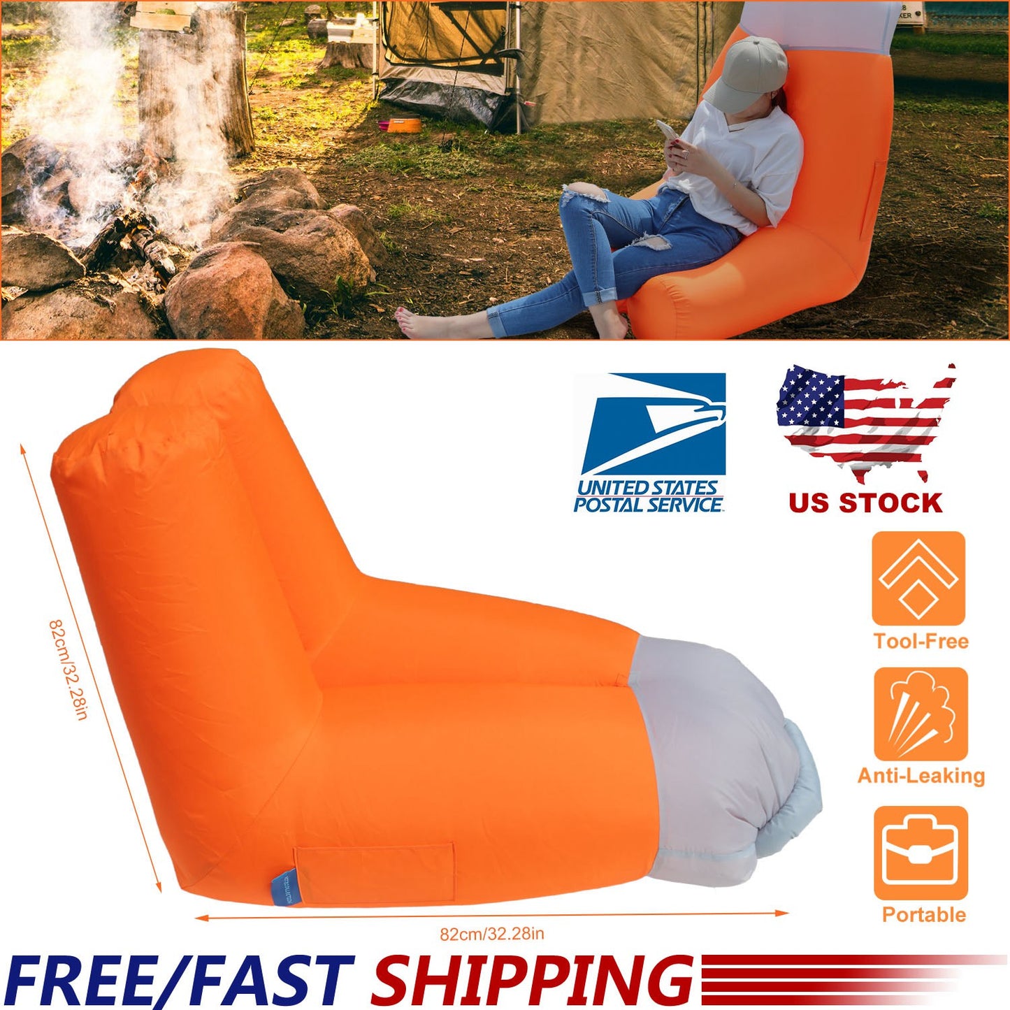 Inflatable Lounger Air Sofa with Portable Carry Bag