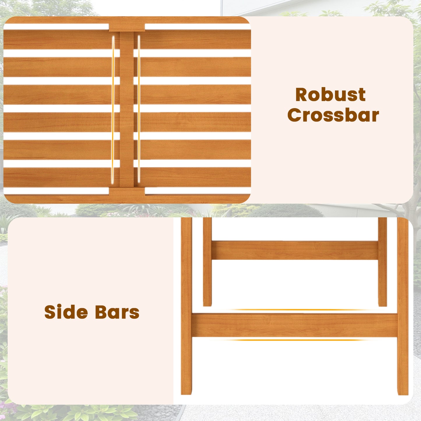 Acacia Wood 2-Person Patio Loveseat Bench with Armrests
