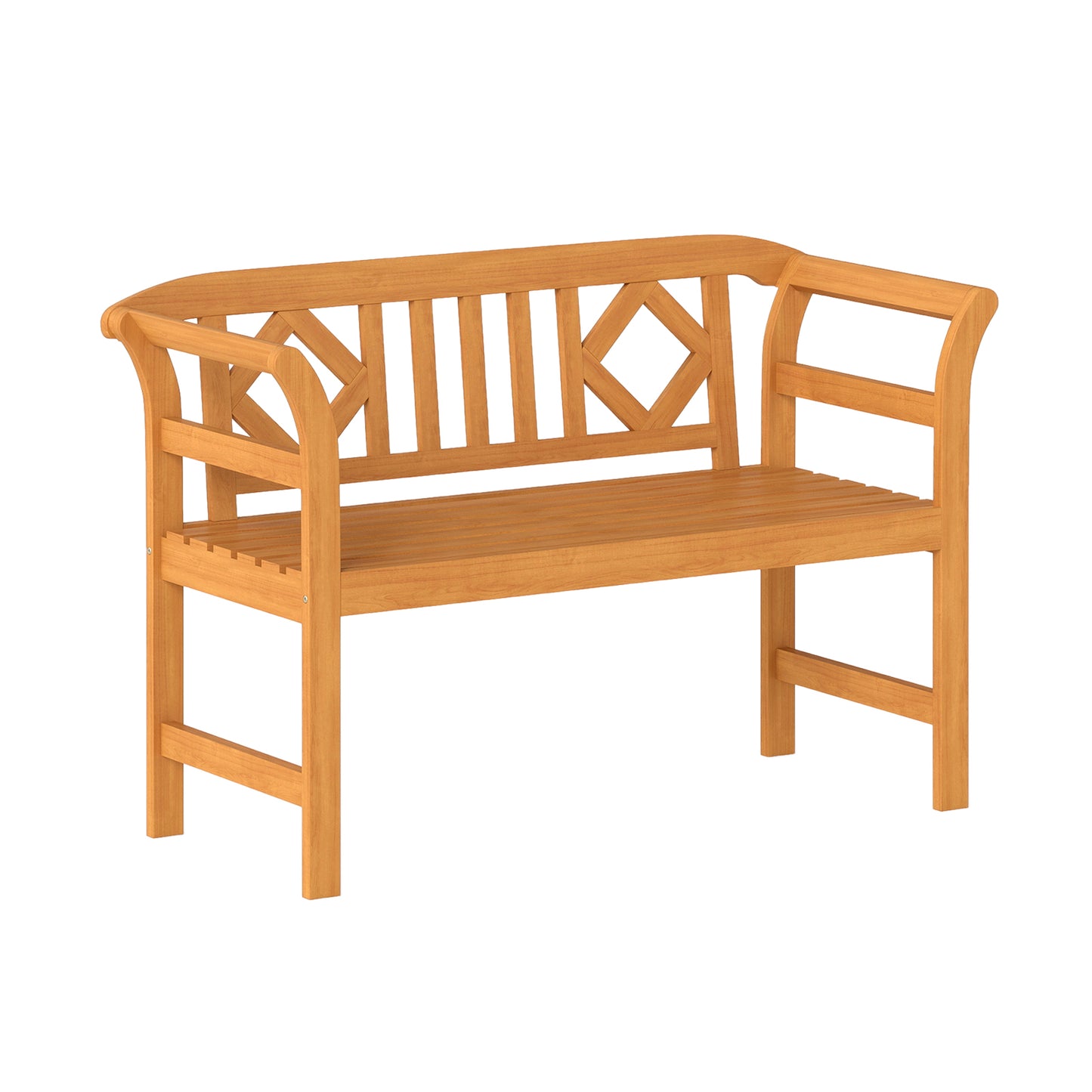 Acacia Wood 2-Person Patio Loveseat with Backrest & Armrests