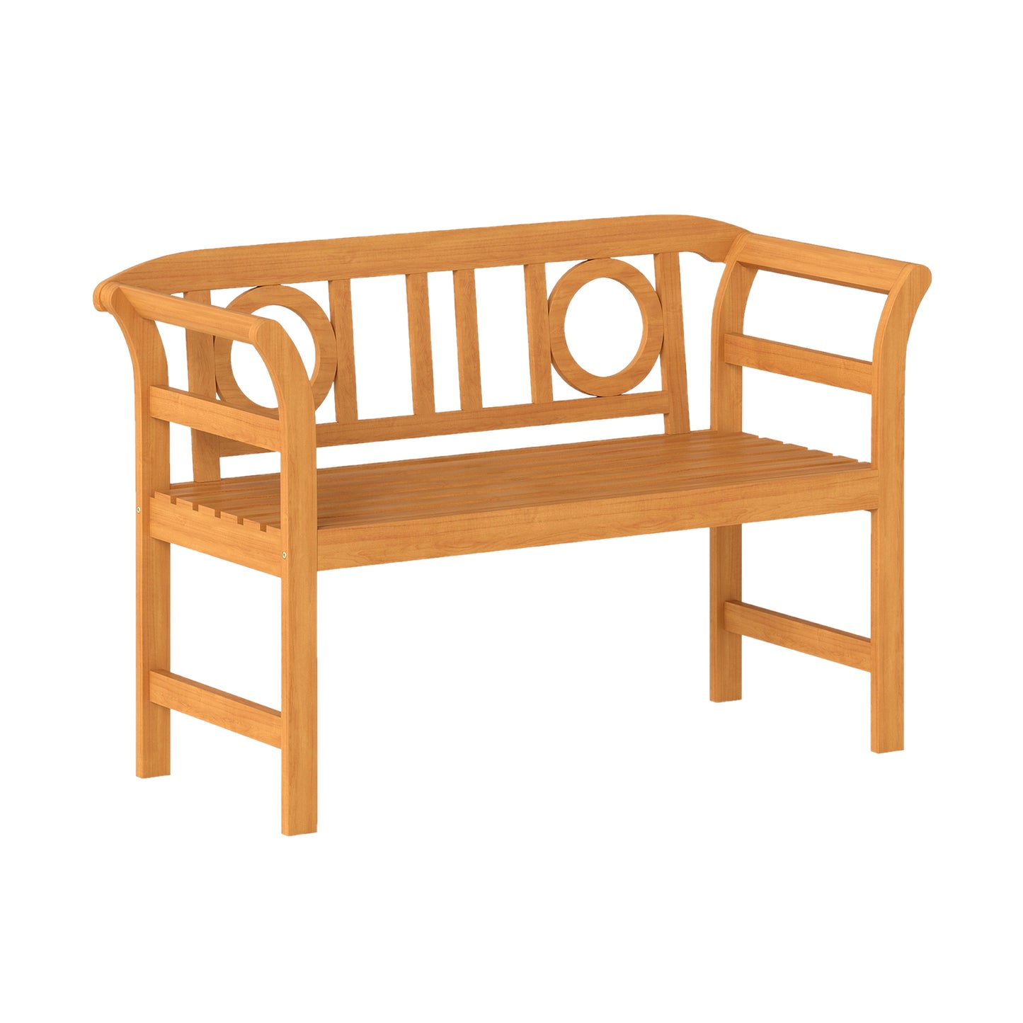 Acacia Wood 2-Person Patio Loveseat with Backrest & Armrests