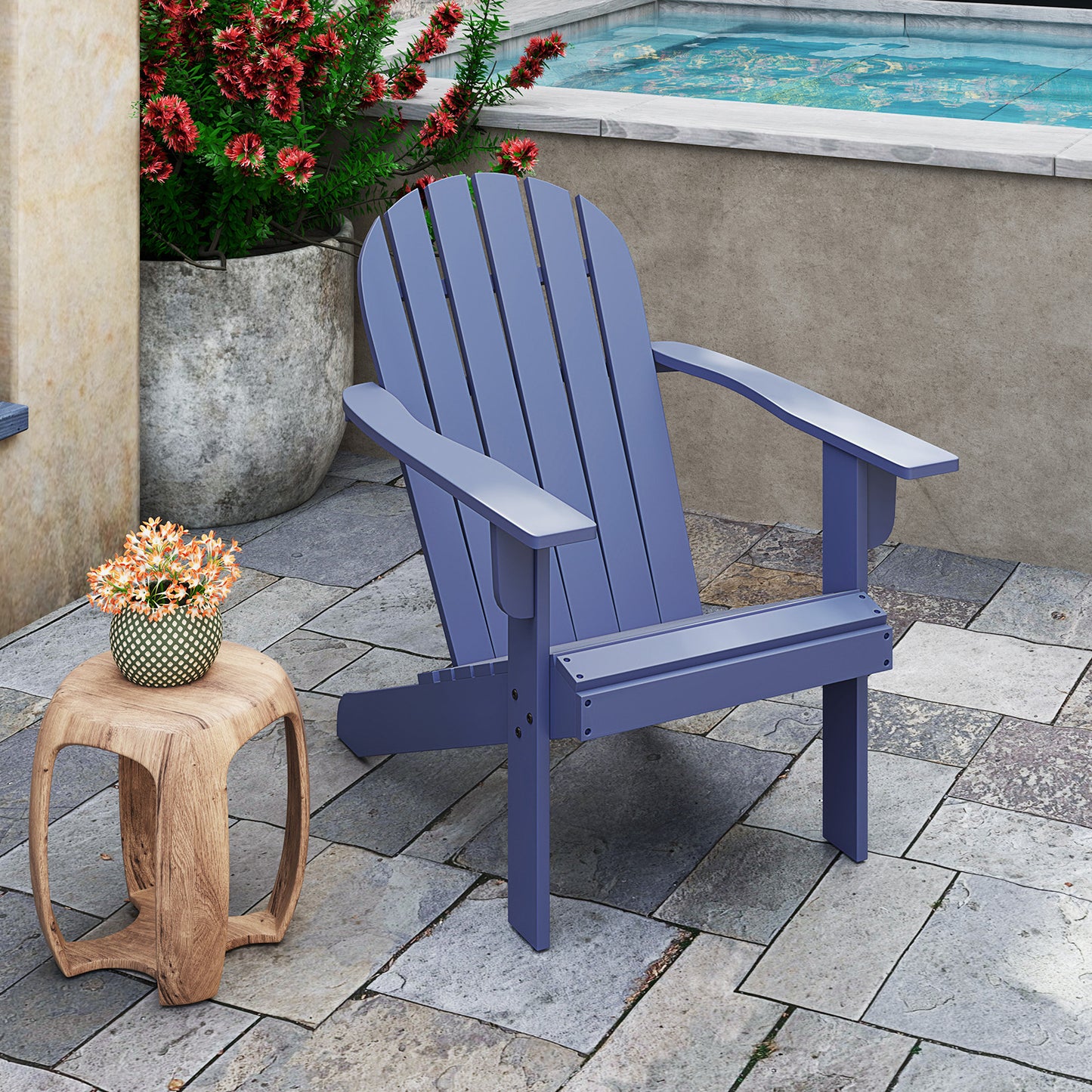 Acacia Wood Adirondack Chair with Inclined Seat