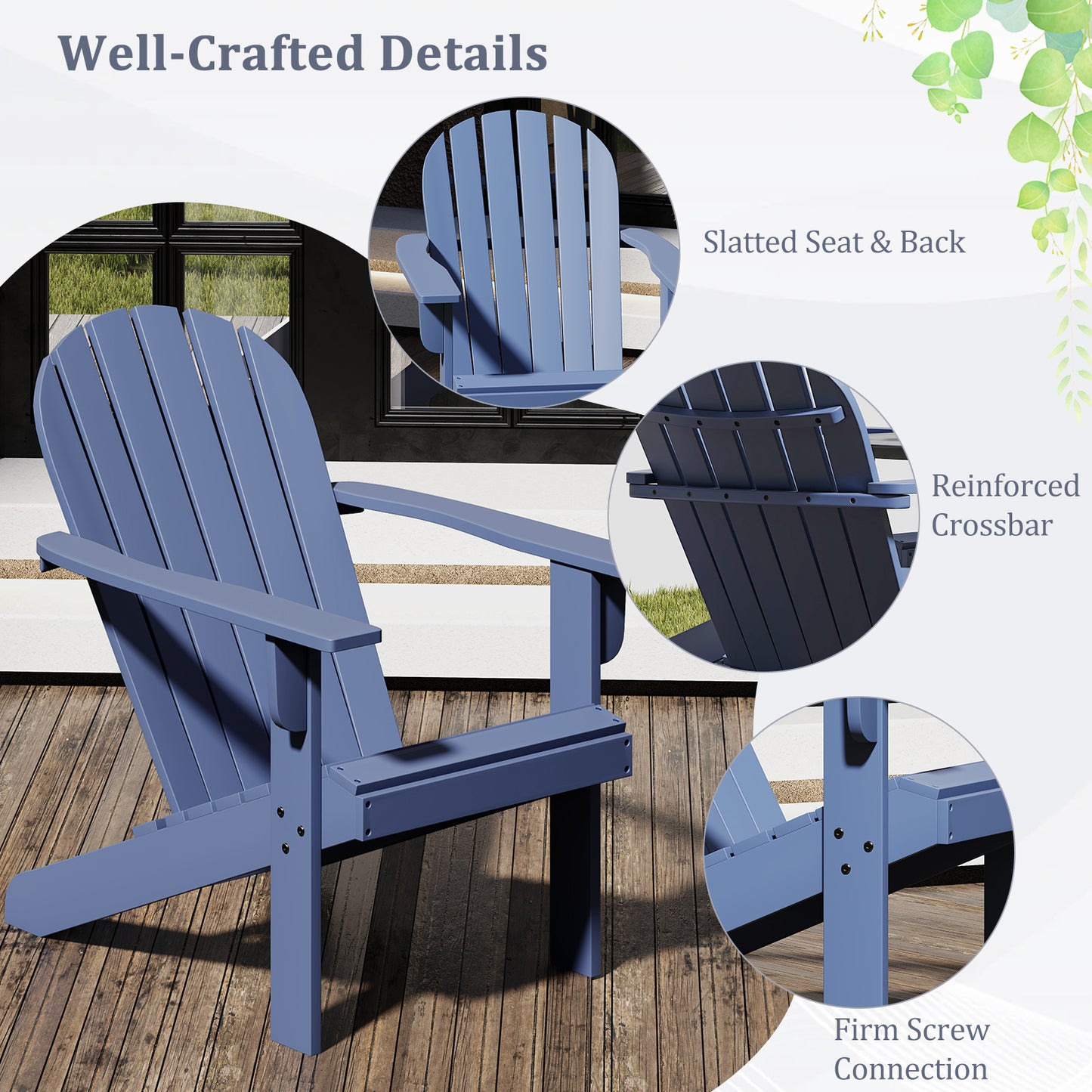Acacia Wood Adirondack Chair with Inclined Seat