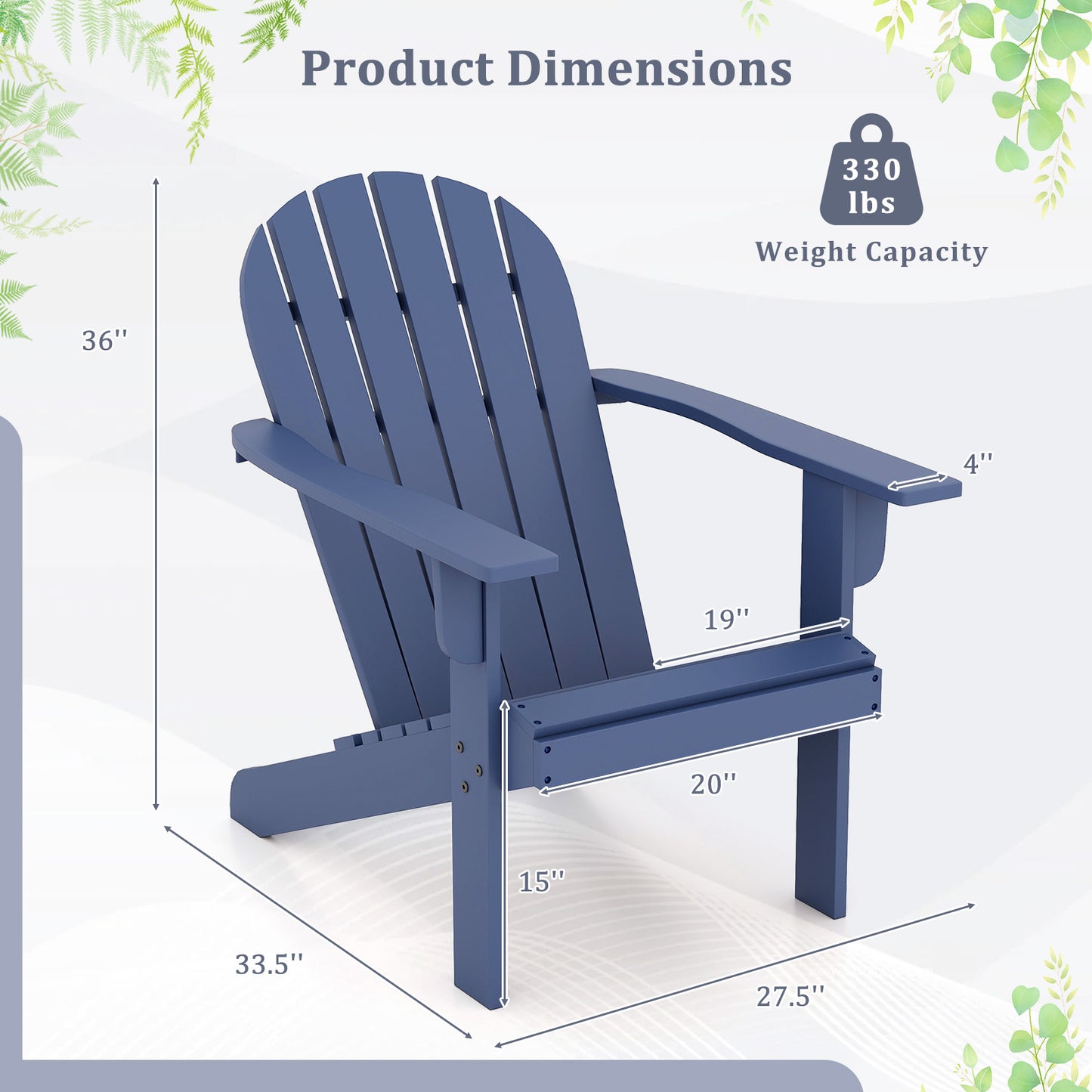 Acacia Wood Adirondack Chair with Inclined Seat