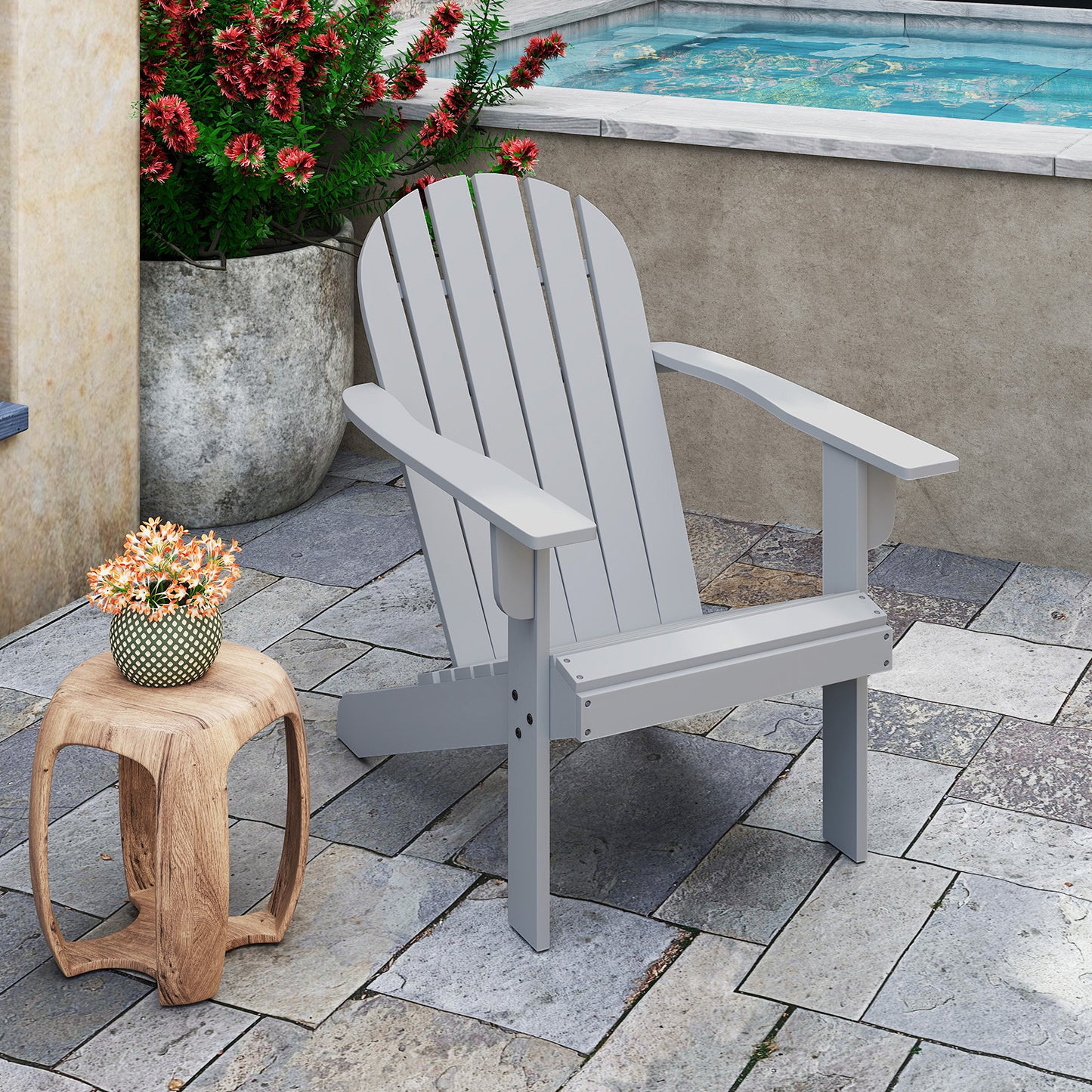 Acacia Wood Adirondack Chair with Inclined Seat
