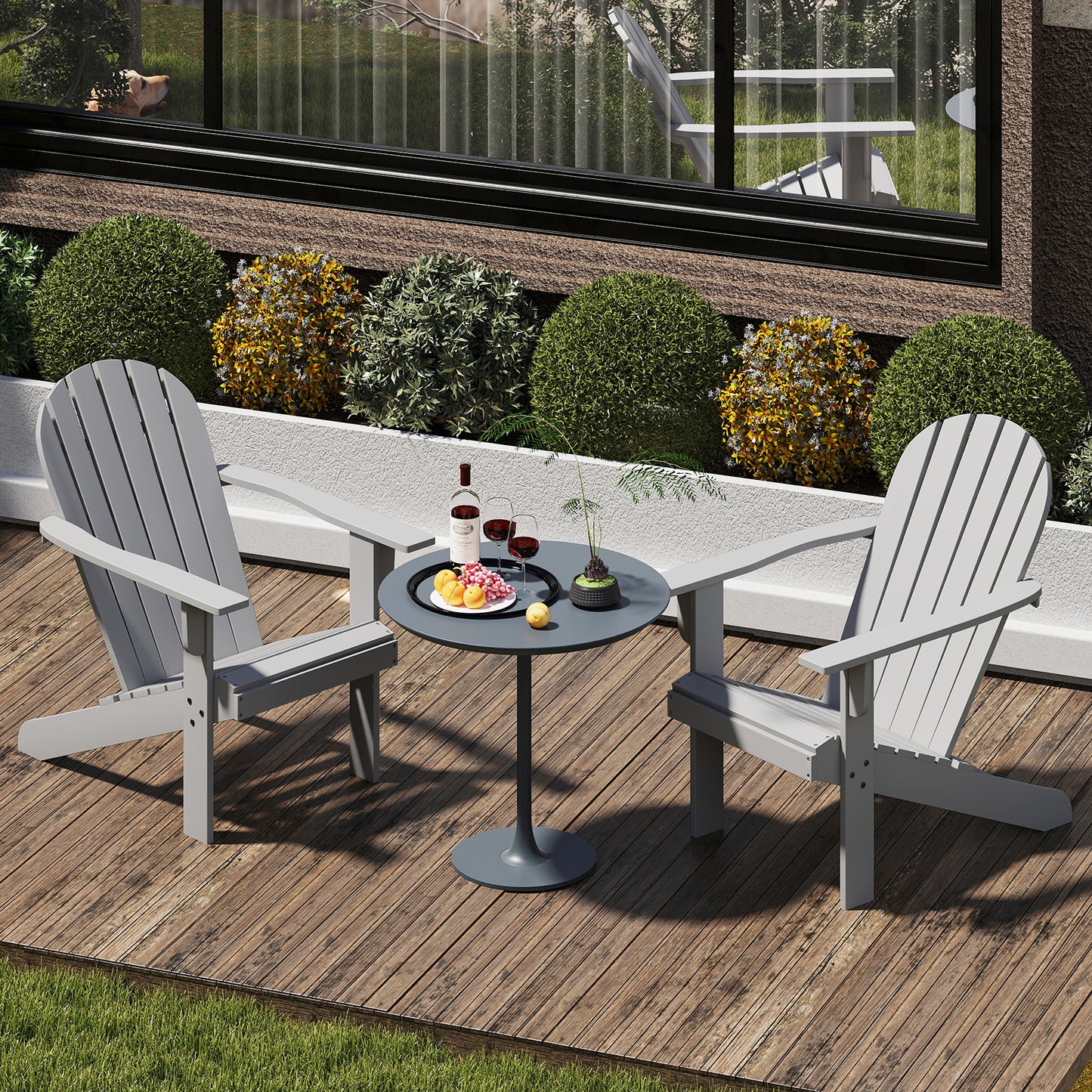 Acacia Wood Adirondack Chair with Inclined Seat