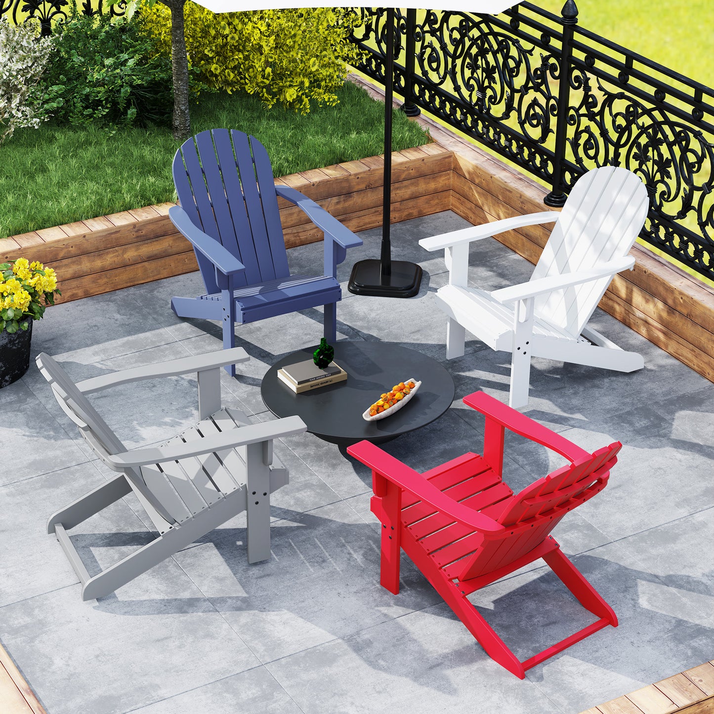 Acacia Wood Adirondack Chair with Inclined Seat