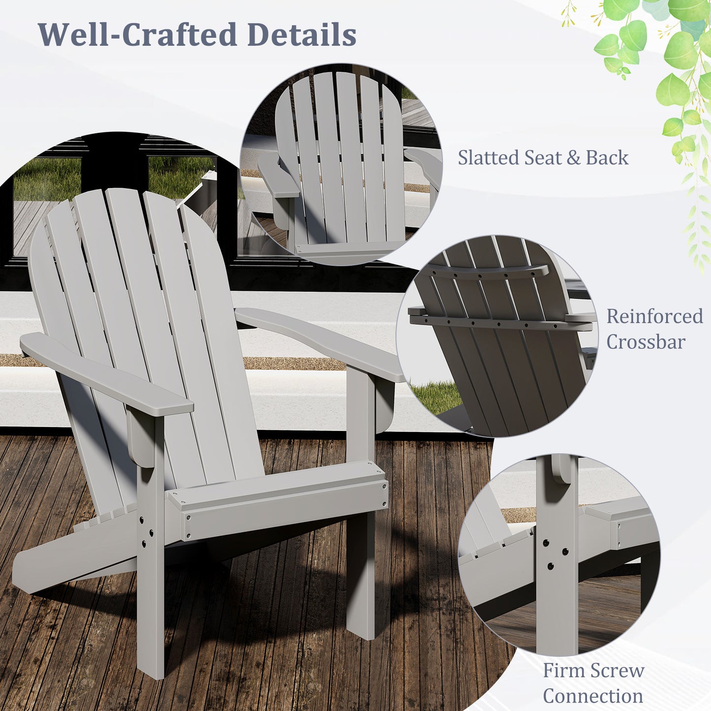 Acacia Wood Adirondack Chair with Inclined Seat