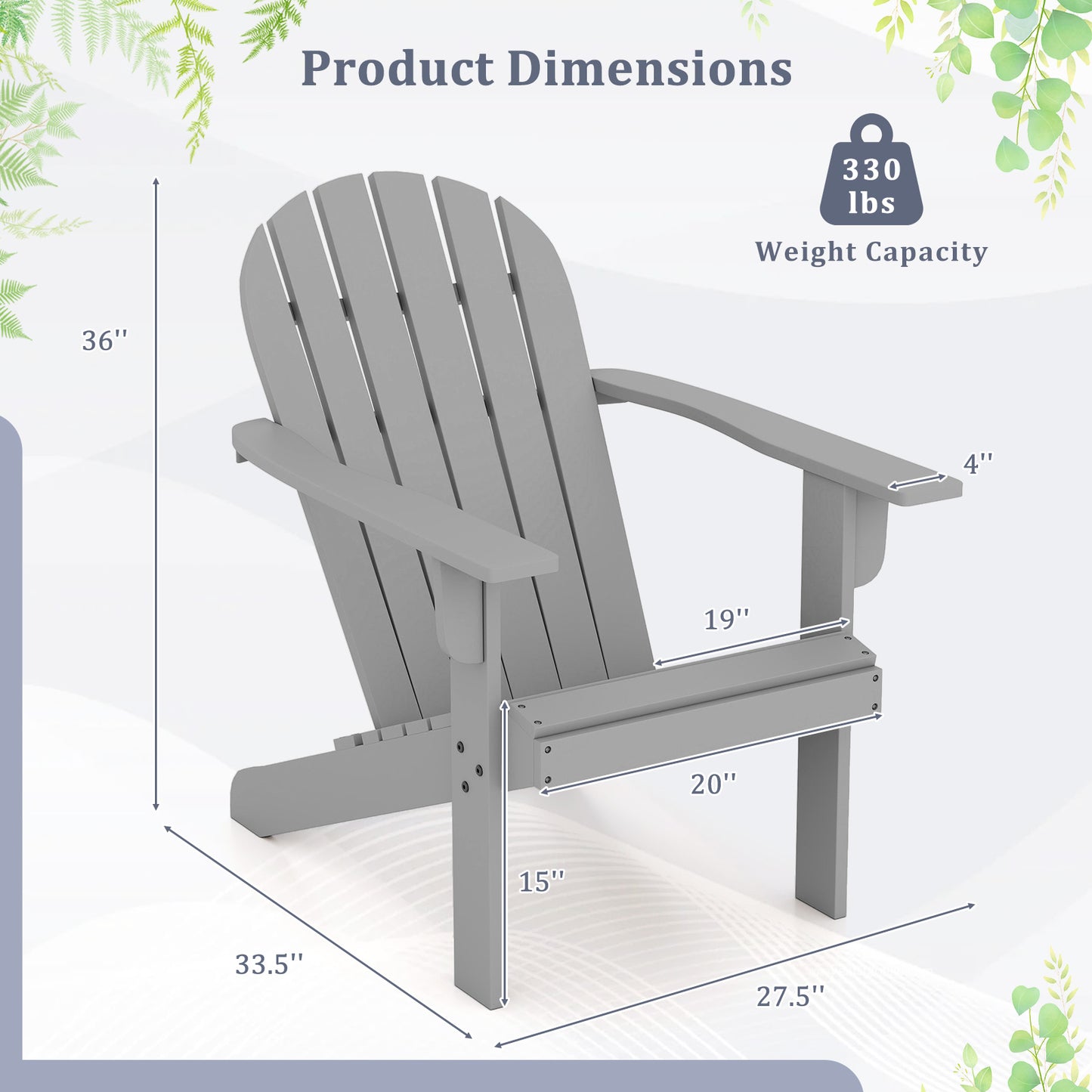 Acacia Wood Adirondack Chair with Inclined Seat