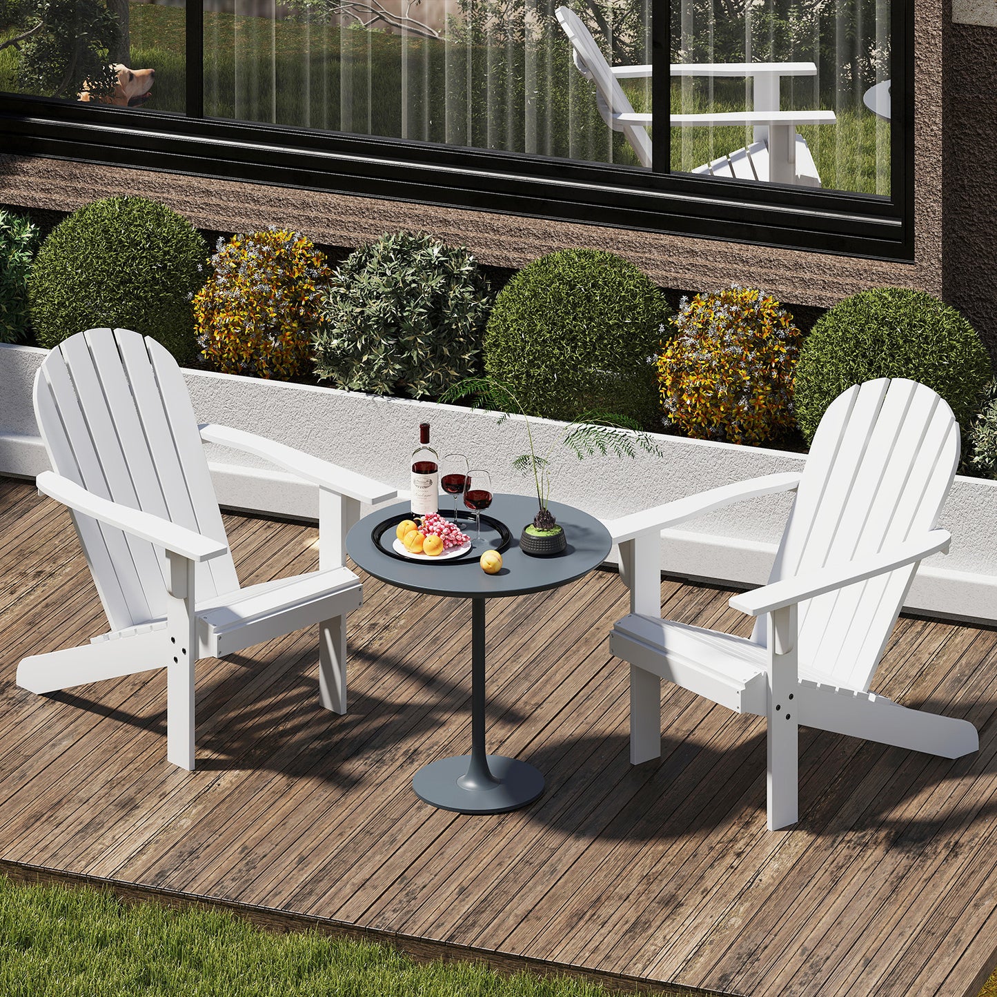 Acacia Wood Adirondack Chair with Inclined Seat