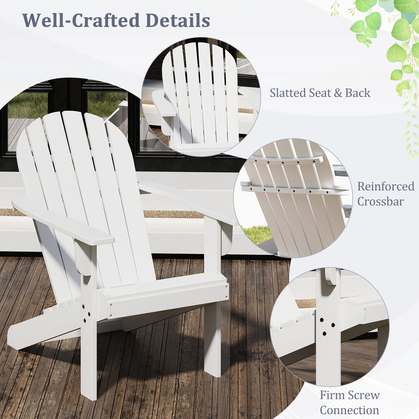 Acacia Wood Adirondack Chair with Inclined Seat