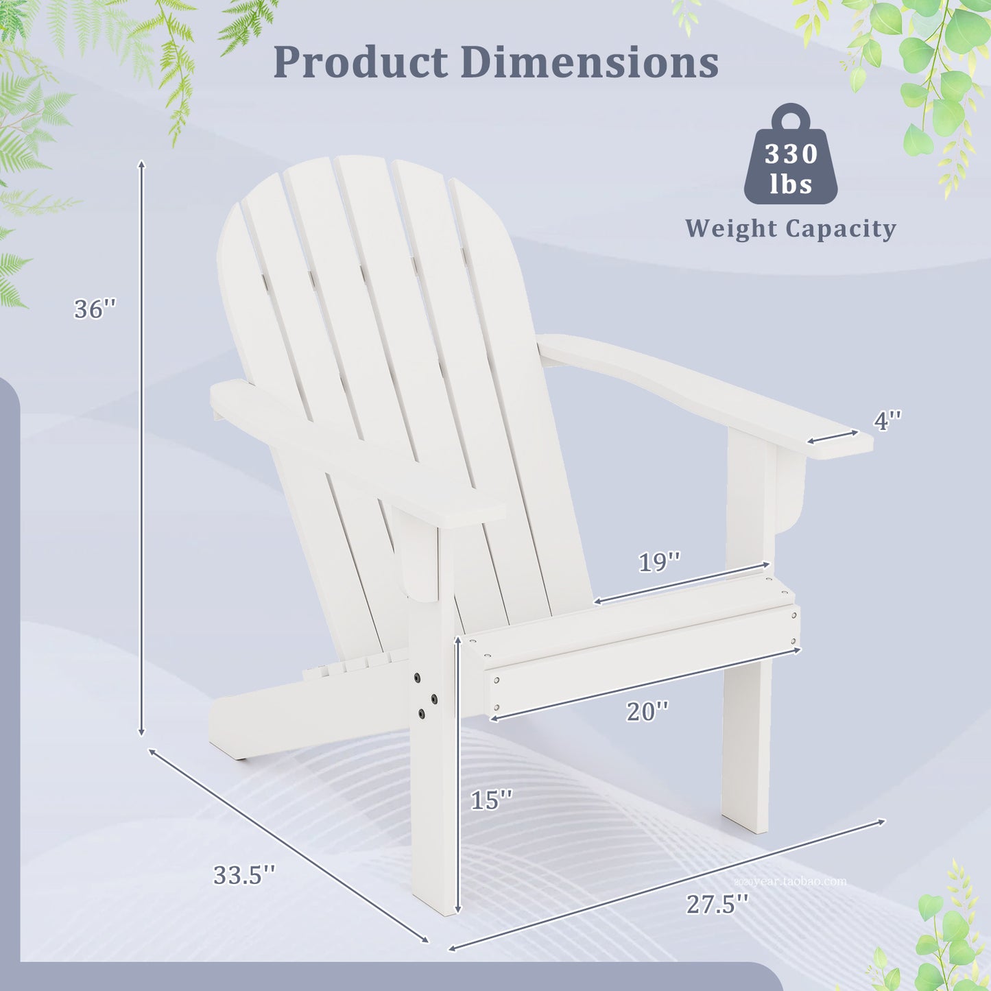 Acacia Wood Adirondack Chair with Inclined Seat