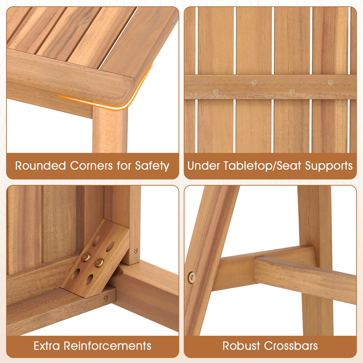 Acacia Wood Outdoor Garden Bench - 800 lbs Capacity