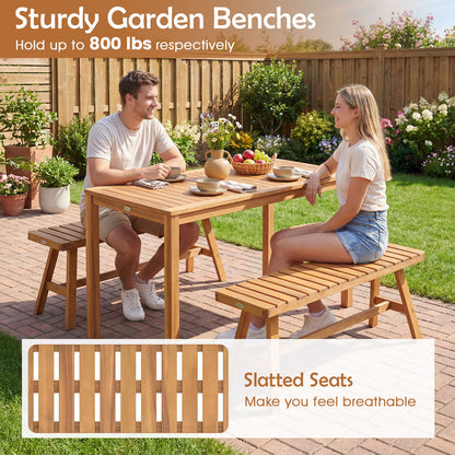 Acacia Wood Outdoor Garden Bench - 800 lbs Capacity