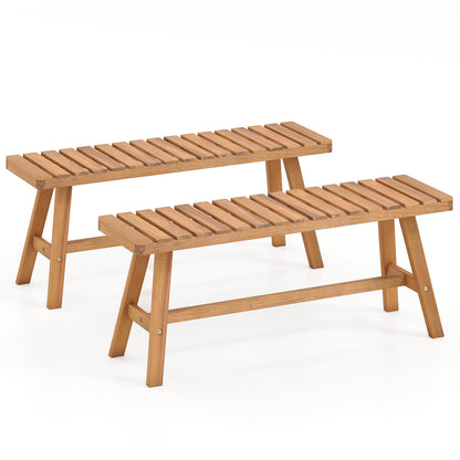 Acacia Wood Outdoor Garden Bench - 800 lbs Capacity