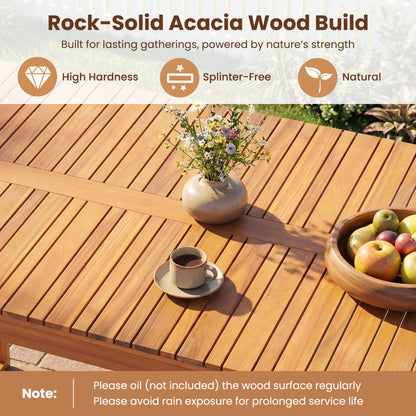 Acacia Wood Outdoor Garden Bench - 43.5" Slatted Seat
