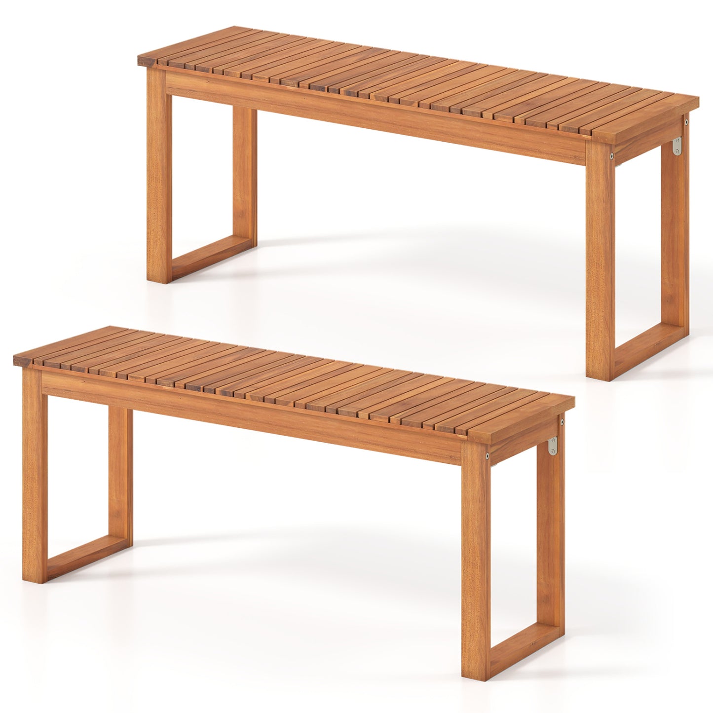 Acacia Wood Outdoor Garden Bench - 43.5" Slatted Seat