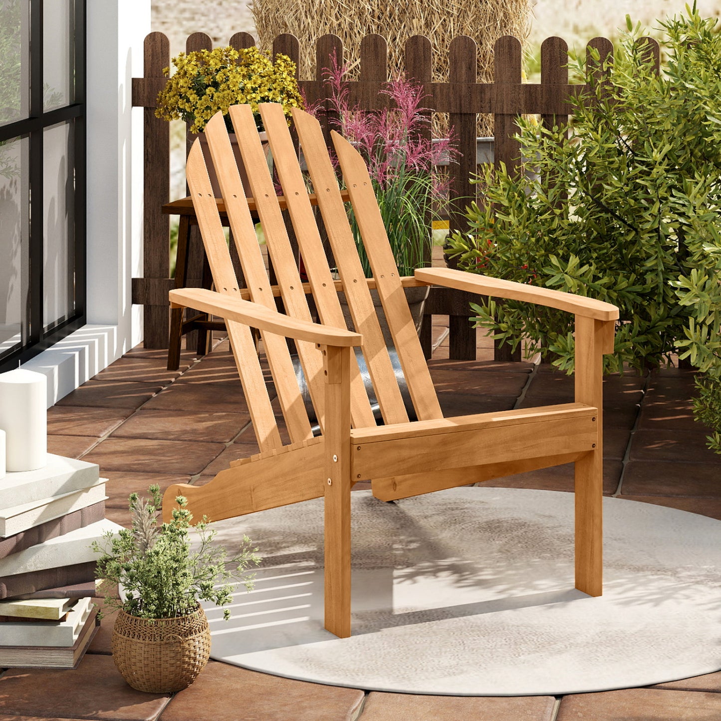 Acacia Wood Adirondack Chair with Ergonomic Design
