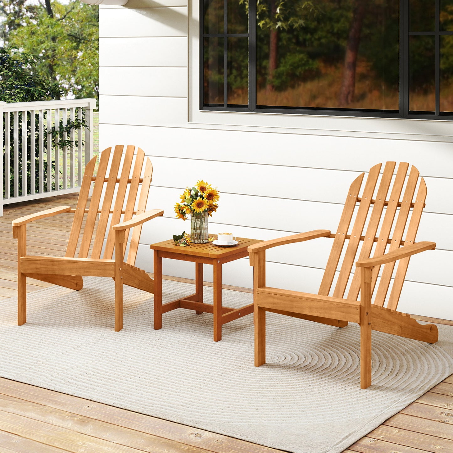 Acacia Wood Adirondack Chair with Ergonomic Design
