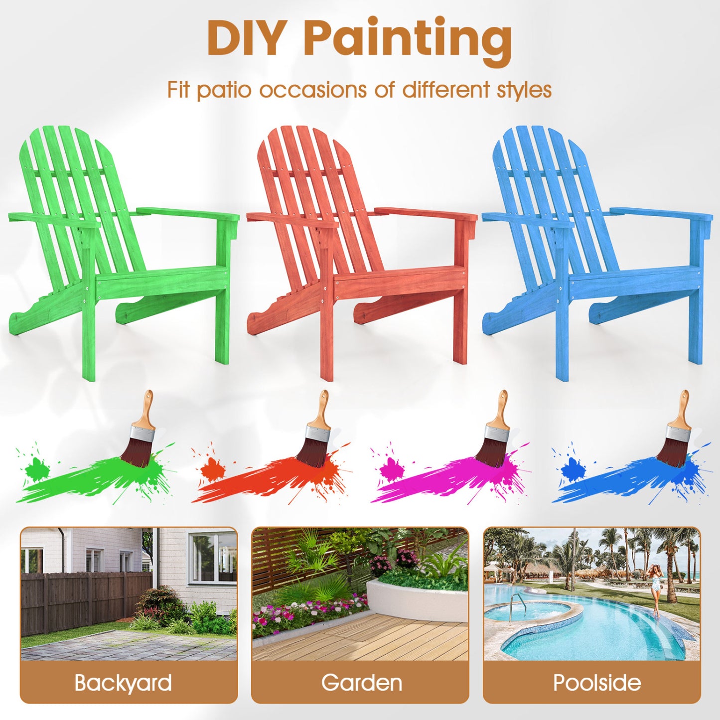 Acacia Wood Adirondack Chair with Ergonomic Design