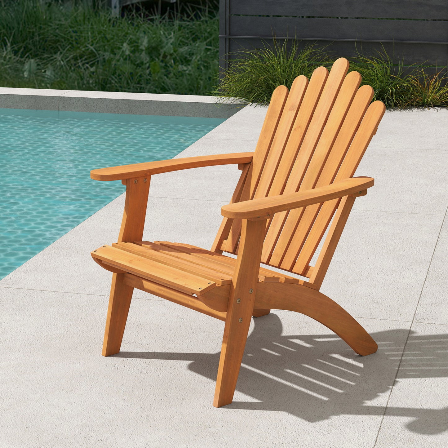 Acacia Wood Adirondack Chair with 400 lbs Capacity