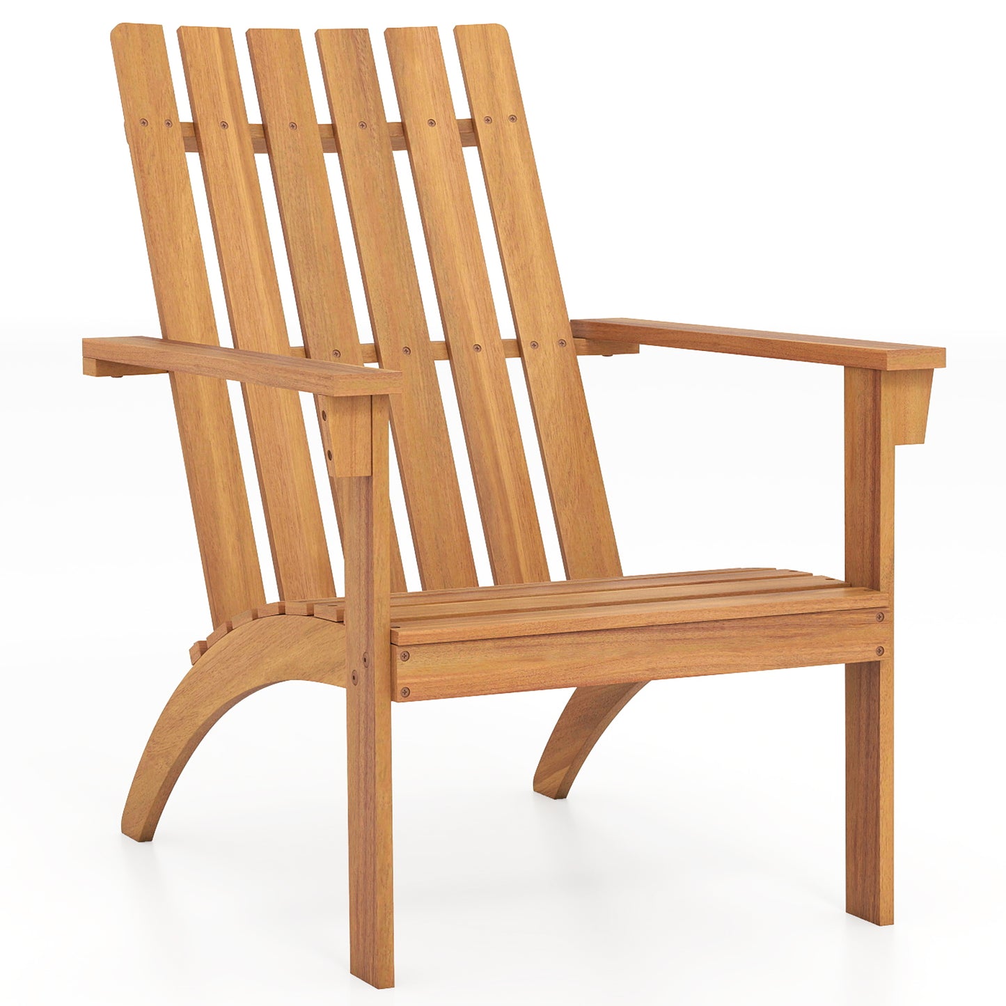 Acacia Wood Adirondack Chair with High Backrest - Natural