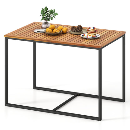 Acacia Wood Patio Dining Table with Metal Frame-Navy