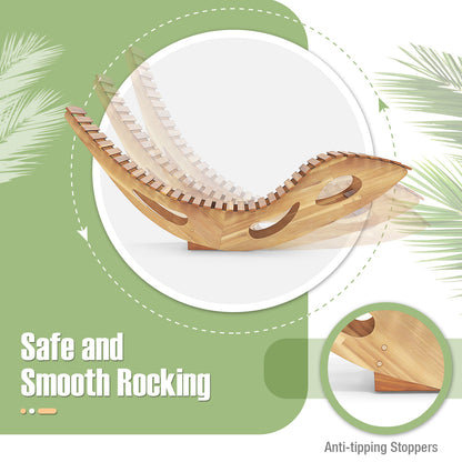 Acacia Wood Patio Rocking Lounger with Ergonomic Curved Seat