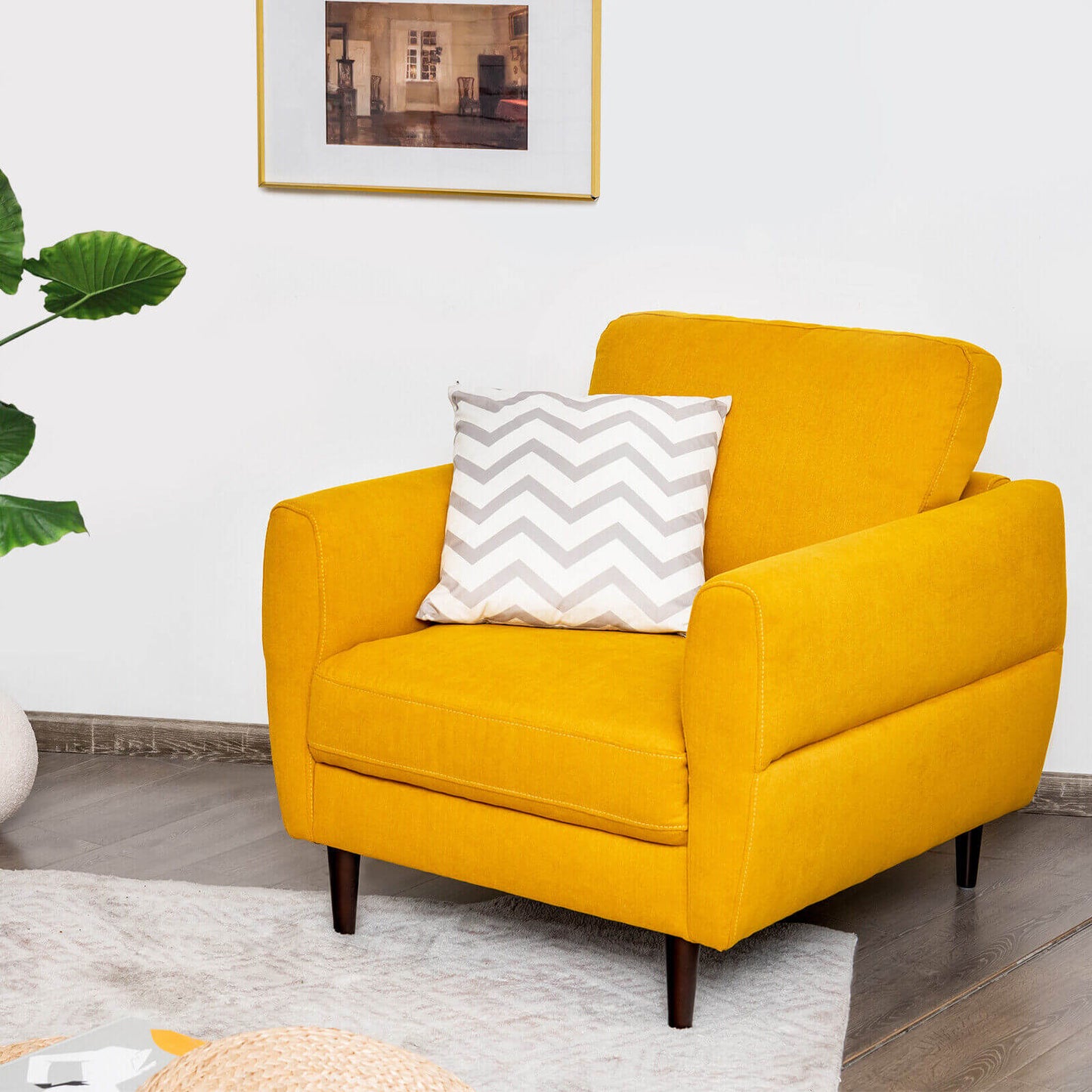 Upholstered Accent Chair with Solid Wood Frame - Navy