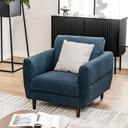 Upholstered Accent Chair with Solid Wood Frame - Navy