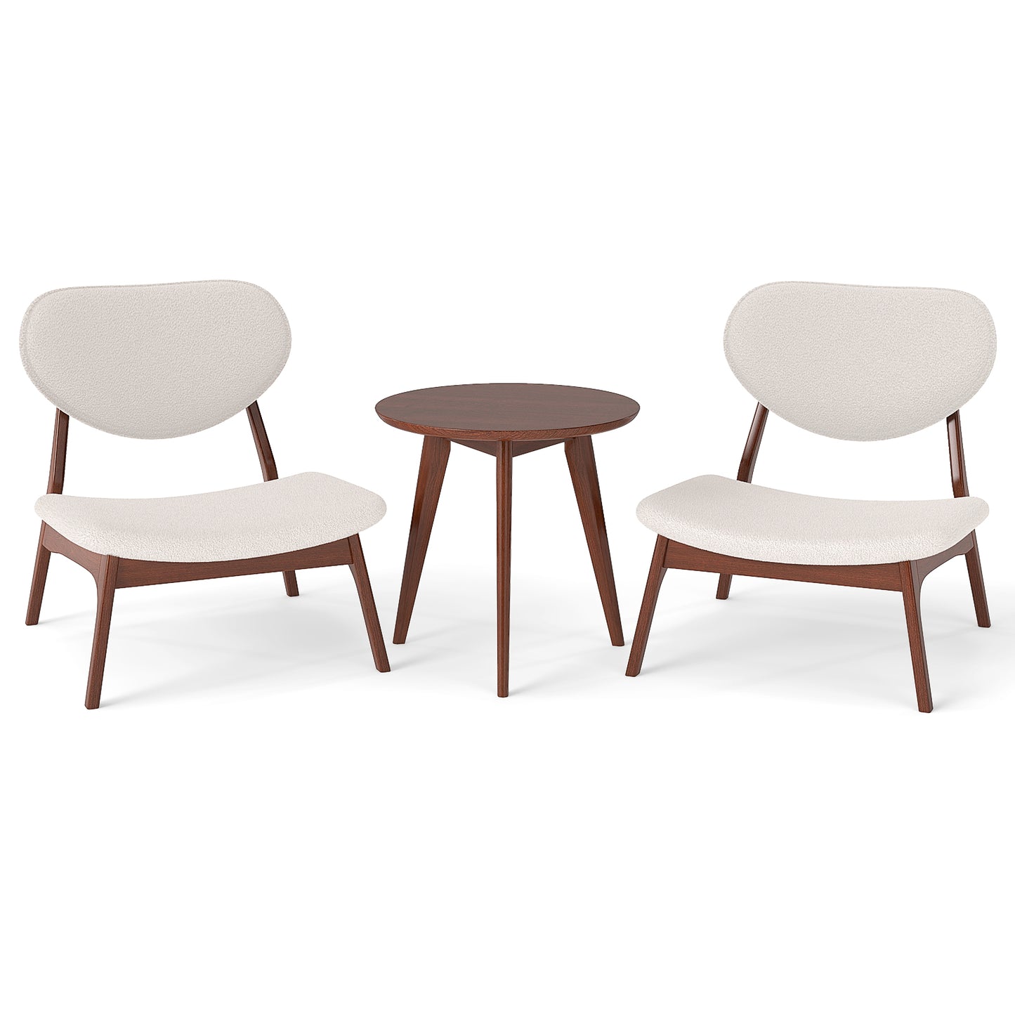 Accent Chairs Set of 2 with Side Table - Solid Wood Frame