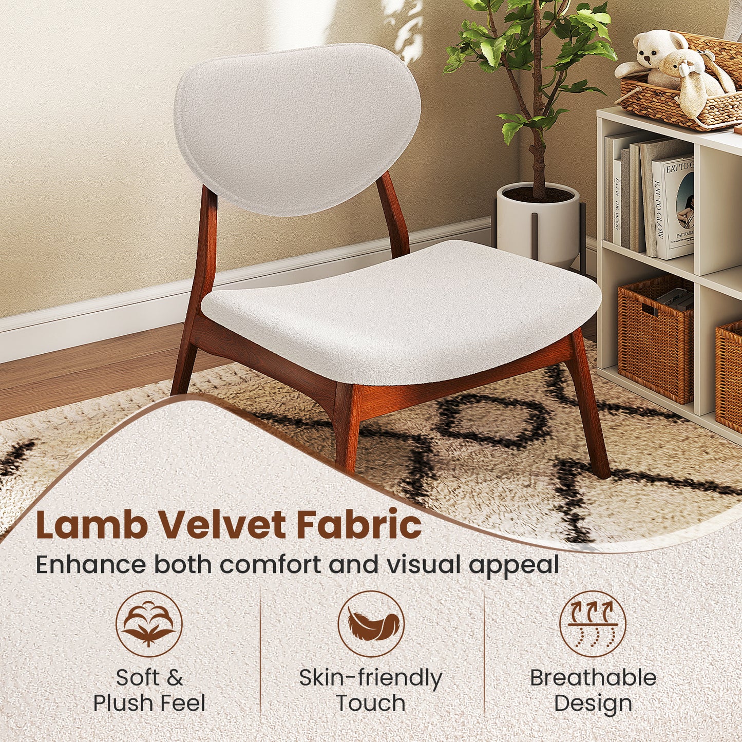 Accent Chairs Set of 2 with Side Table - Solid Wood Frame