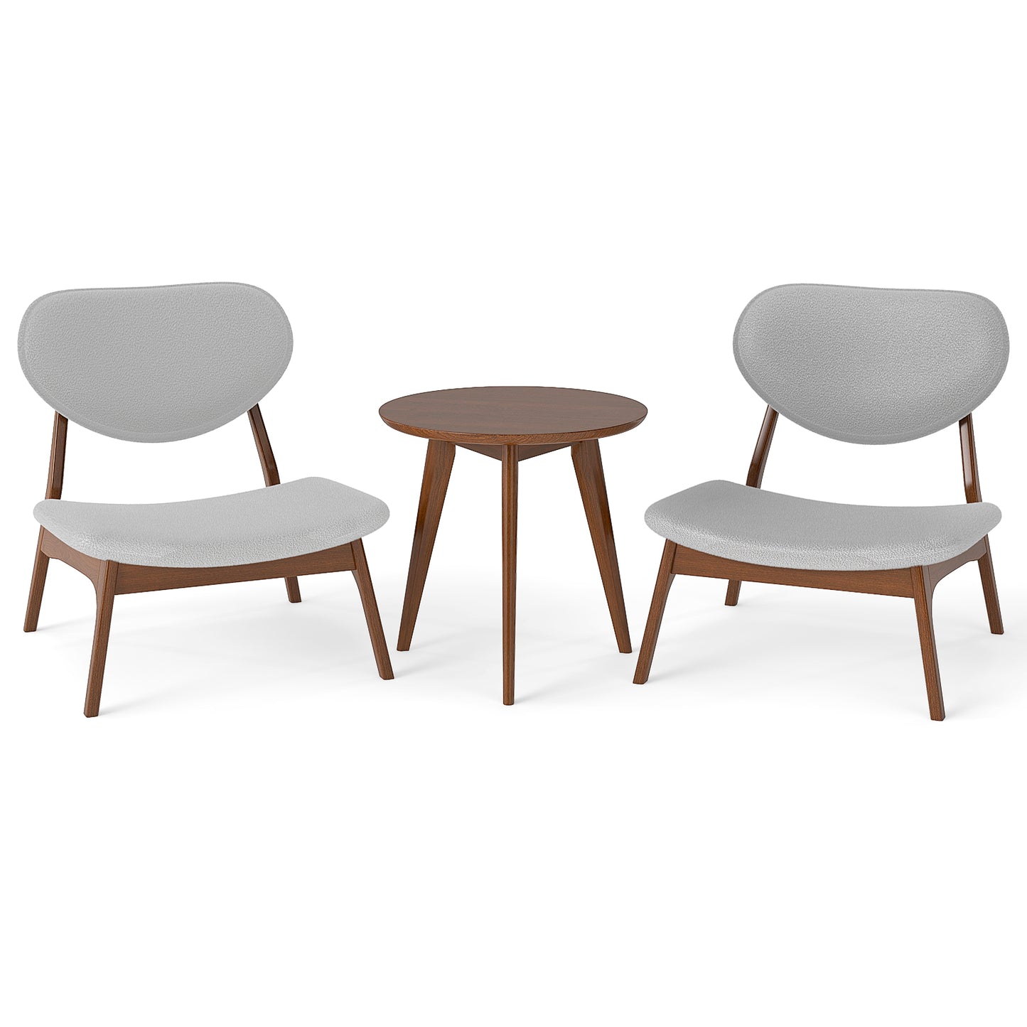 Accent Chairs Set of 2 with Side Table - Solid Wood Frame