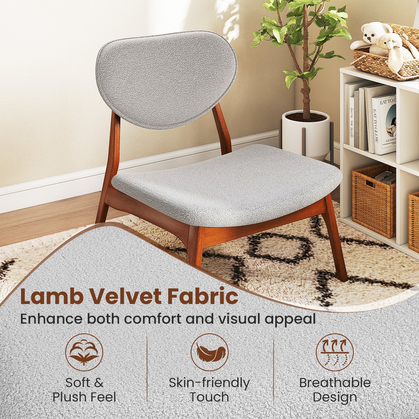 Accent Chairs Set of 2 with Side Table - Solid Wood Frame