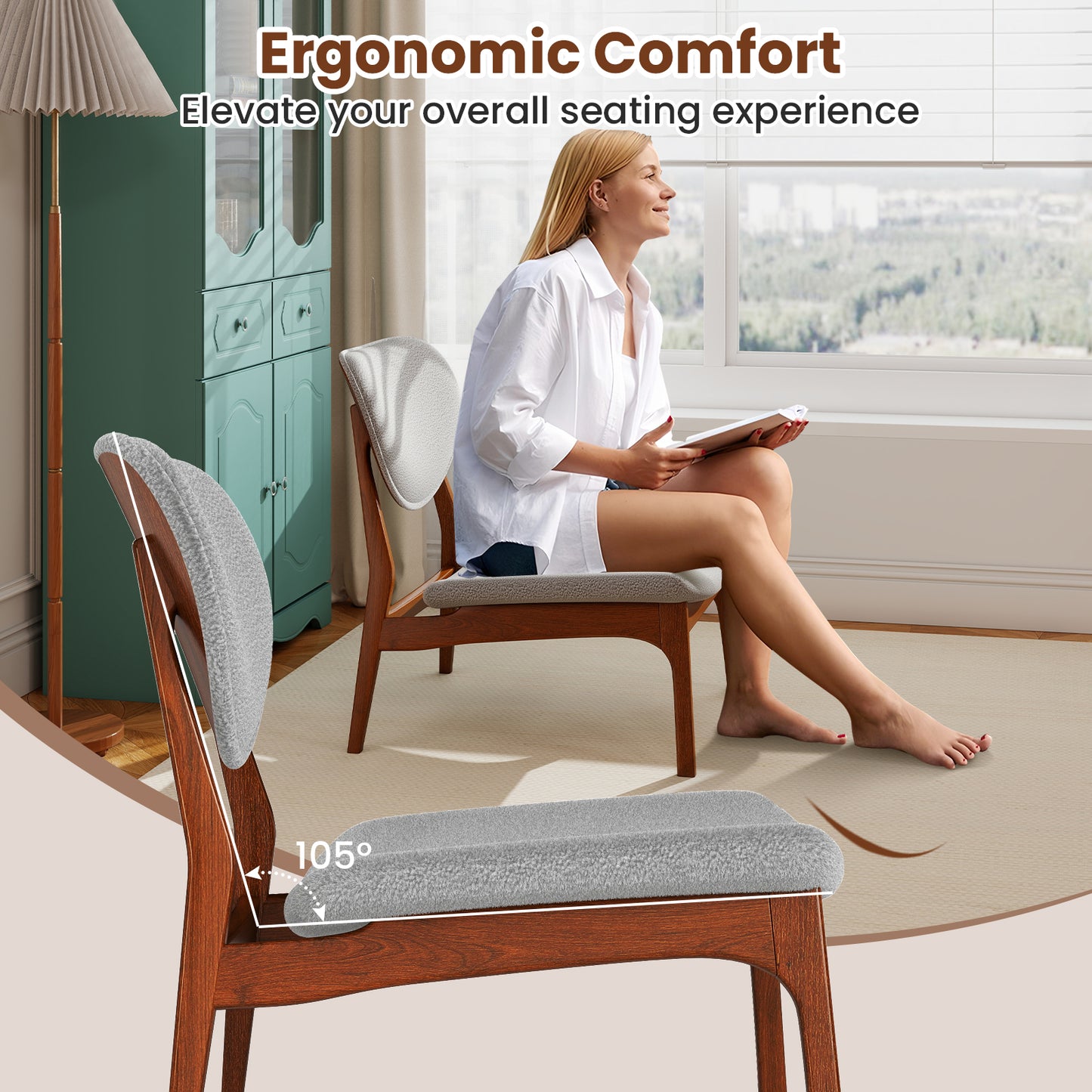 Accent Chairs Set of 2 with Side Table - Solid Wood Frame