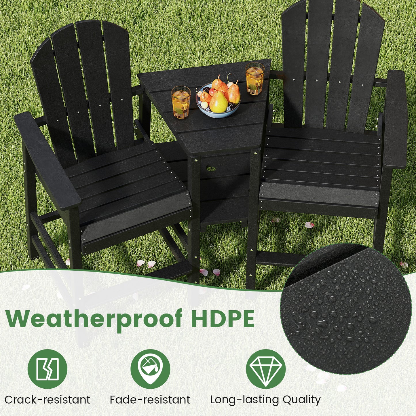 2-Seat Adirondack Chair with Double Connecting Tray