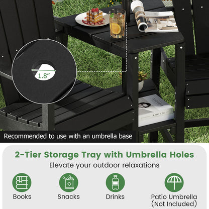2-Seat Adirondack Chair with Double Connecting Tray