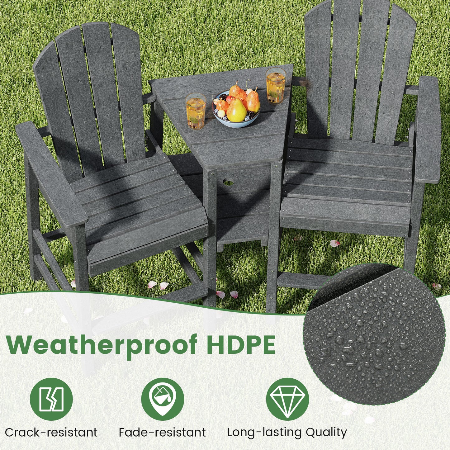 2-Seat Adirondack Chair with Double Connecting Tray