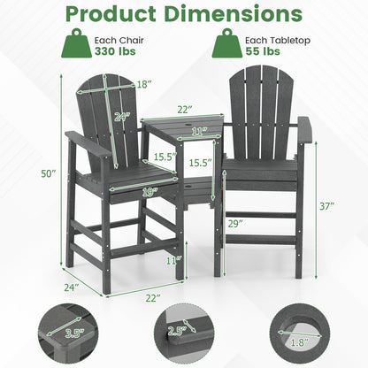 2-Seat Adirondack Chair with Double Connecting Tray