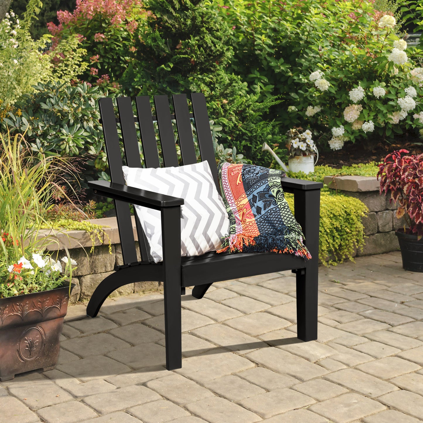 Acacia Wood Adirondack Chair with Ergonomic Backrest