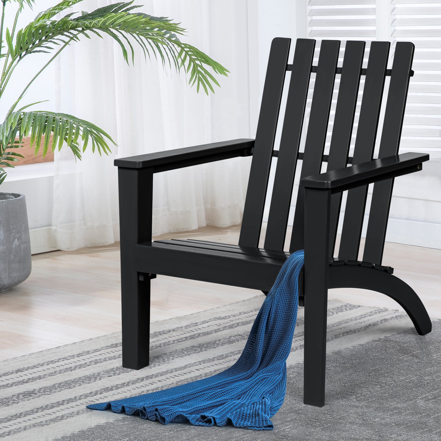Acacia Wood Adirondack Chair with Ergonomic Backrest