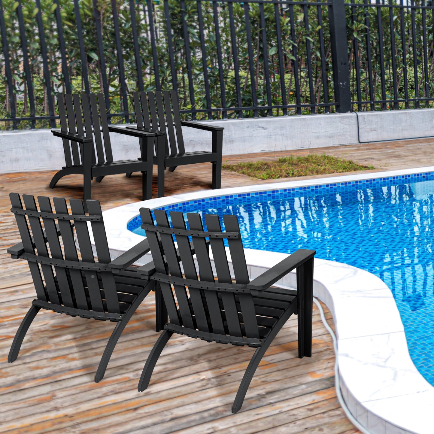 Acacia Wood Adirondack Chair with Ergonomic Backrest