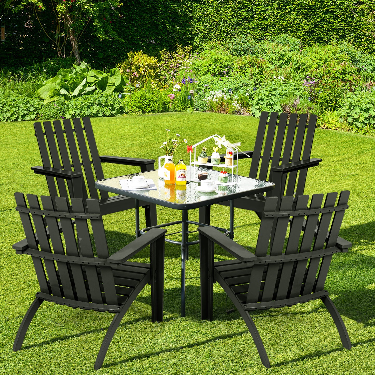 Acacia Wood Adirondack Chair with Ergonomic Backrest