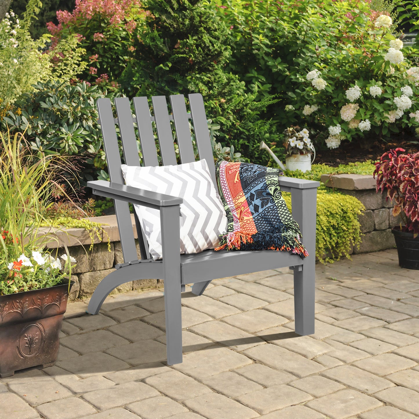 Acacia Wood Adirondack Chair with Ergonomic Backrest
