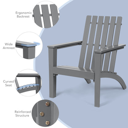 Acacia Wood Adirondack Chair with Ergonomic Backrest